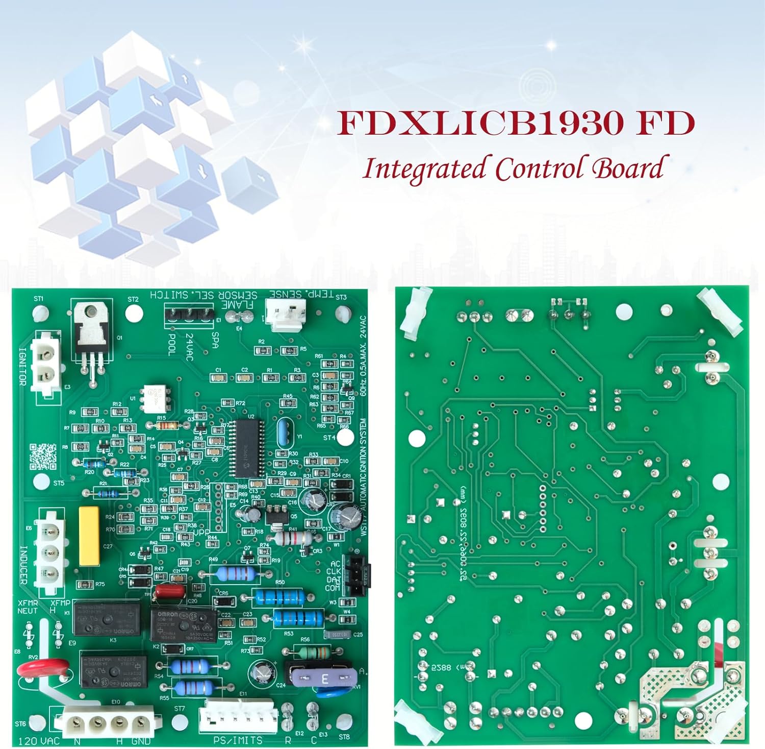 FDXLICB1930 FD Integrated Control Board Replacement for Hayward H-Series Low Nox Pool Heater H150FDN/FDP, H200FDN/FDP H250FDN/FDP, H300FDN/FDP, H350FDN/FDP, H400FDN/FDP