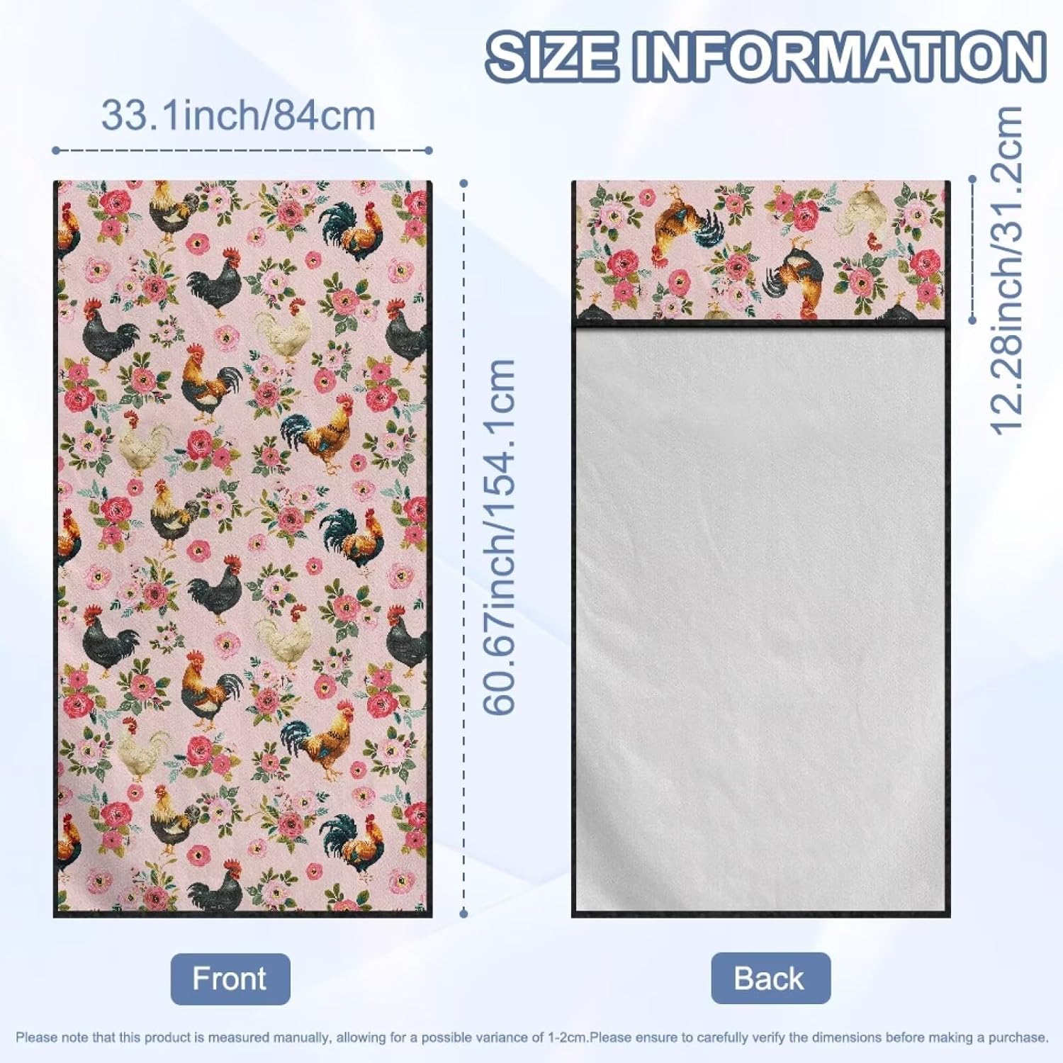 Renewold Bucket Seat Cover After Workout Outdoor Sport Car Seat Towel Covers with Storage Bag Pink Floral Chickens Rooster Towel Mat for Dog Pet Cat Automotive Interior Picnic Beach Blanket