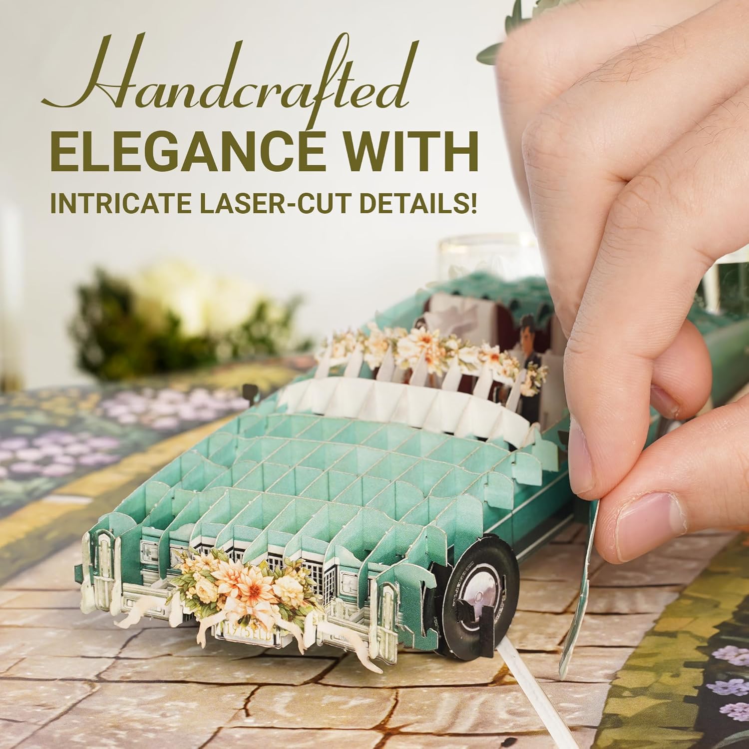 3D Popup 50th Wedding Anniversary Card – Just Married Car Design, 50th Anniversary Decorations & Gifts for Couple, Husband, Wife, Parents, Friends – Memorable Golden Anniversary Keepsake image 3 of 8 B0F9K8KS8B