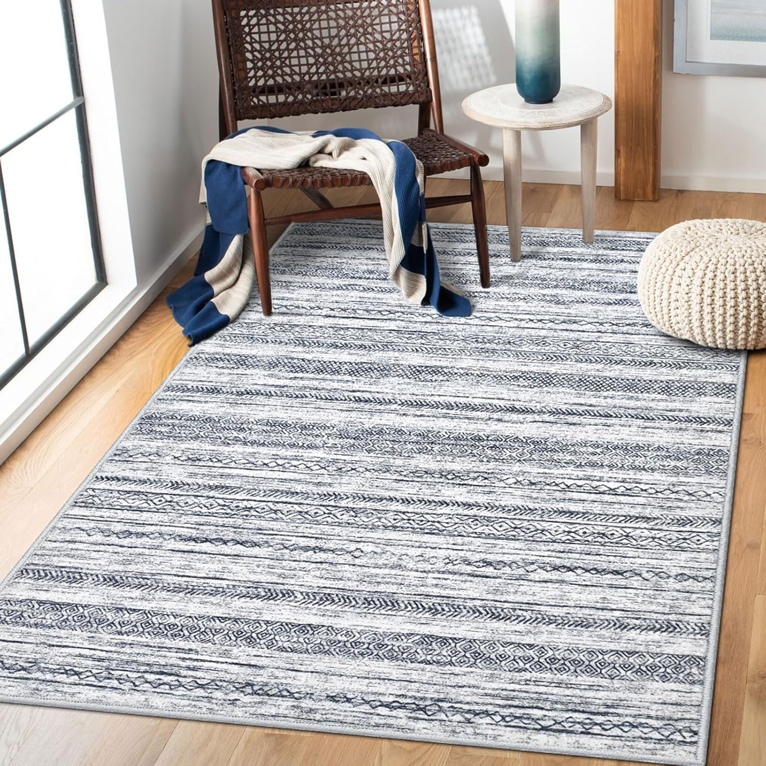 Othilic Washable 3x5 Area Rug, Non Slip LowPile Entry Rug