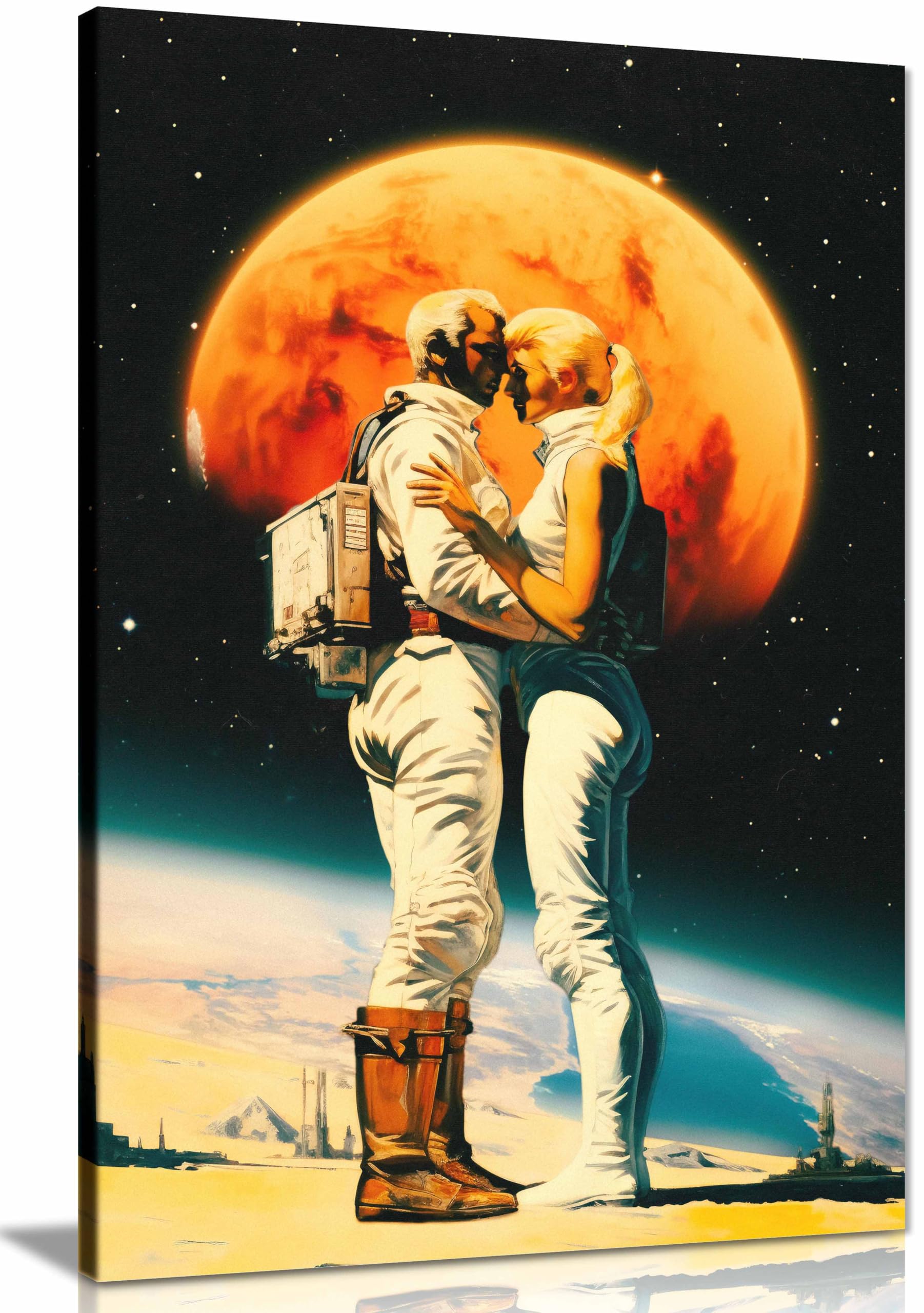 Panther Print Framed Canvas Intergalactic Love Canvas Print, Framed Wall Art Pictures For Home Decor 76X51cm (30X20in)