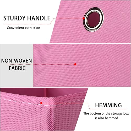 Miniatura 7 de Cubos de almacenamiento plegables, cubos de almacenamiento de tela de 11 pulgadas, cubos organizadores con asas dobles para el hogar, juego de 3