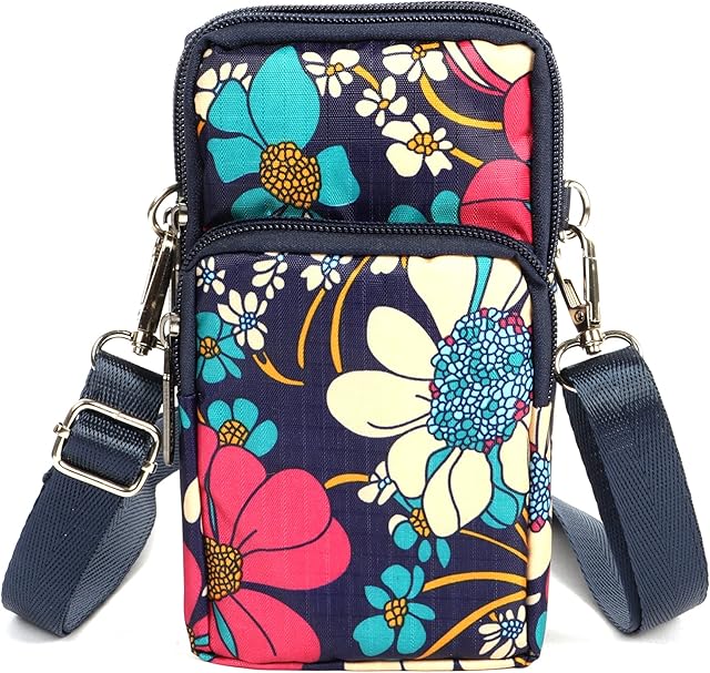 Phone Pouch Purse Multifunction Small Crossbody Bag With Card Holder Slots,Leaf Pattern Phone Bag Small Cellphone Shoulder Bags For Smartphone 6.5" Keys Coins Cards