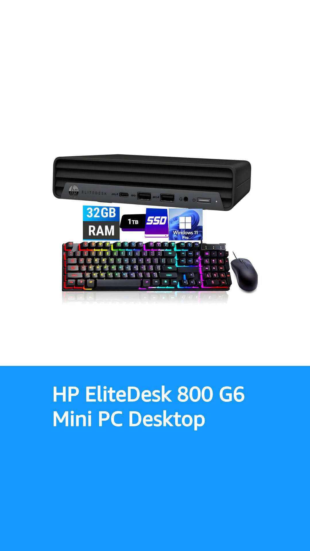 HP EliteDesk 800 G6 Business Mini PC Desktop Computer, Core i5