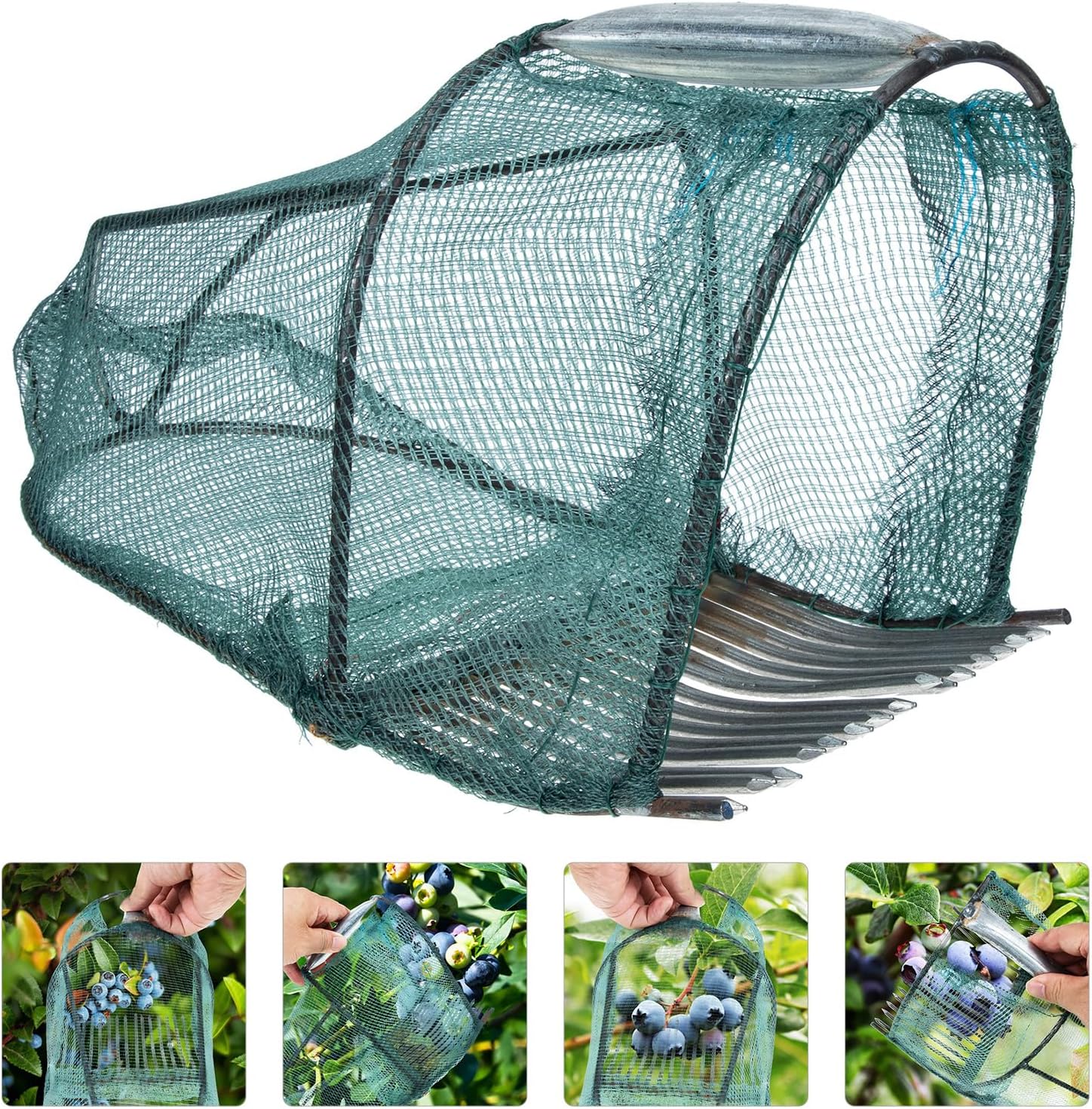 FRCOLOR Blueberry Picker with Handle and Steel Teeth, Portable Fruit Harvesting Tool for Garden and Outdoor Use, Household Farm Gardening Fruit Basket for Efficient Berry Picking