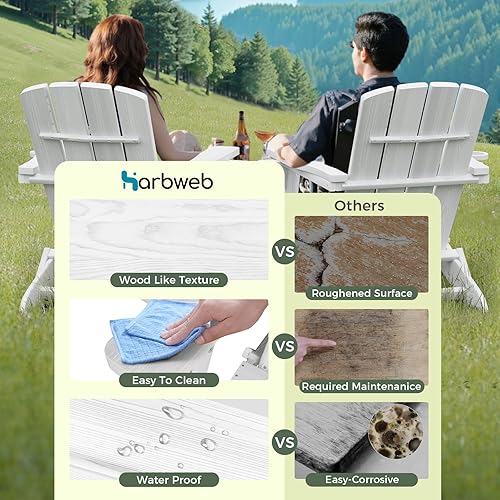 Miniatura 6 de Silla Adirondack plegable con textura de madera, sillas de hoguera de polietileno de alta densidad para todo tipo de clima, sillas Adirondack
