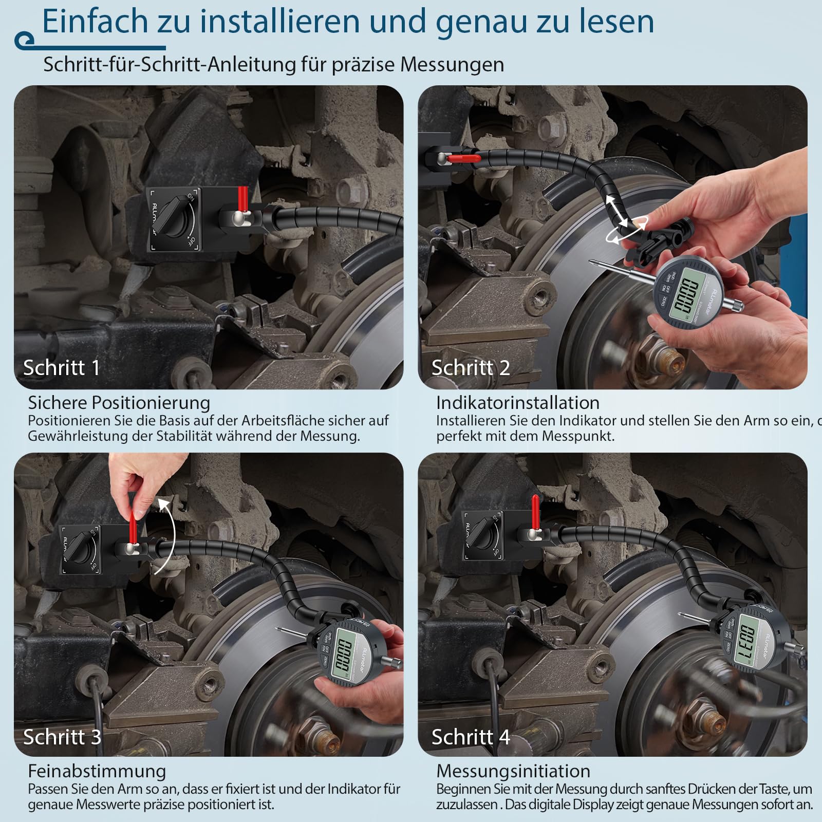 Digitaler Messuhr Satz mit centerlock werkzeug, Schlangenarm-Magnetfuß, 0–25,4 mm / 0–1 Zoll, LCD Anzeige, mm/in Umschaltung, Präzisions Messsystem für Werkstatt & Maschinenbau