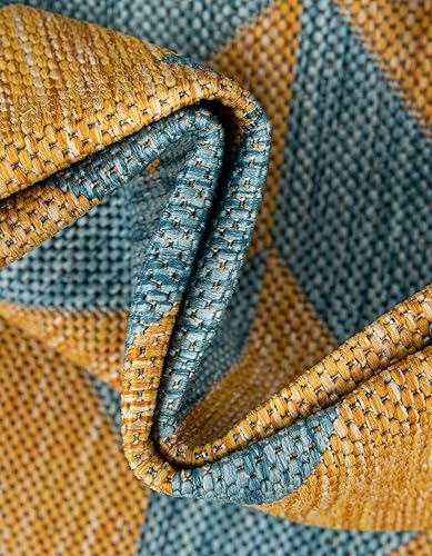 Miniatura 6 de Unique Loom Unique Loom Outdoor Collection - Alfombra rectangular de 9 x 12 pies, color amarillo y aguamarinaamarillo