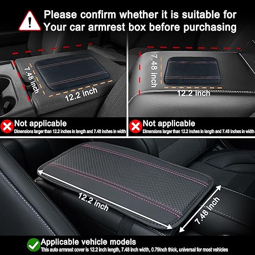 Miniatura 6 de Amiss - Funda para consola central automóvil, impermeable, ajuste universal, protector de reposabrazos cuero sintético, accesorios interior para