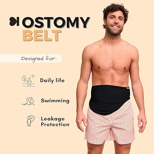 Vista 2 de SIIL Cinturón de ostomía para hombre Fundas para bolsas de colostomía e ileostomía para deportes y natación Cinturón de estoma sigiloso
