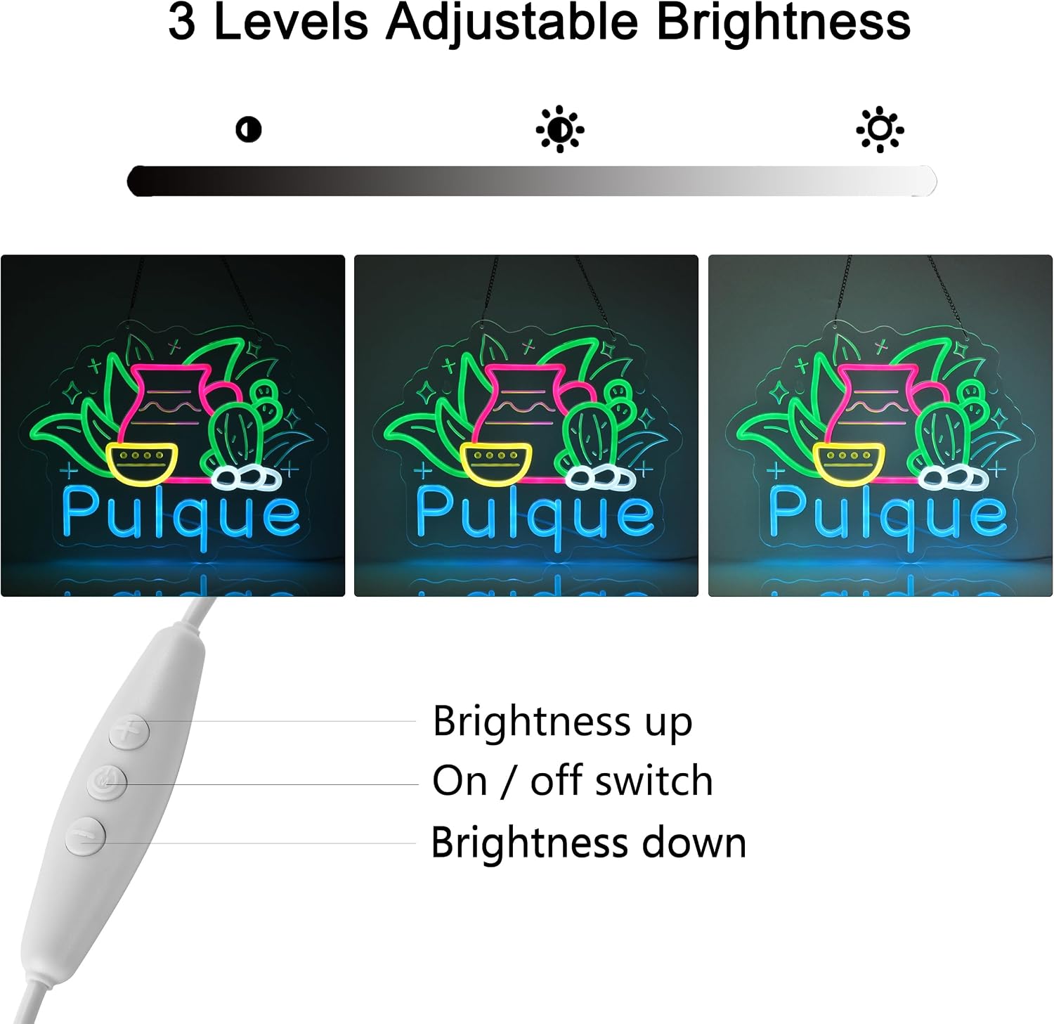 Pulque Neon Sign, Neon Lights Hanging Wall Art Decoration for Mexican Latin American Bistro Agave Bar Pub Food Truck Home Decor, USB Powered, Ultra Bright & Dimmable, 15.75×12.6 Inches