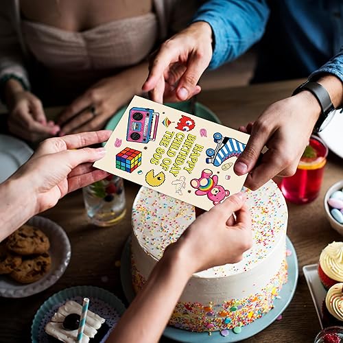 Miniatura 4 de Tarjetas de cumpleaños retro de los años 80, lindo tema de tarjeta de cumpleaños de los 80 para marido, esposa, novio, novia, feliz cumpleaños hijo