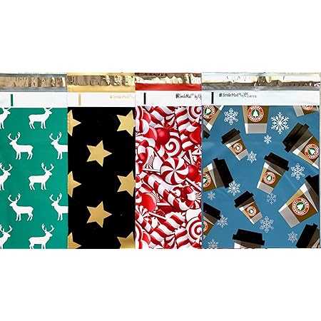 Christmas Poly Mailers Size 10x13 Holiday Pack Of 20 Shipping Bags