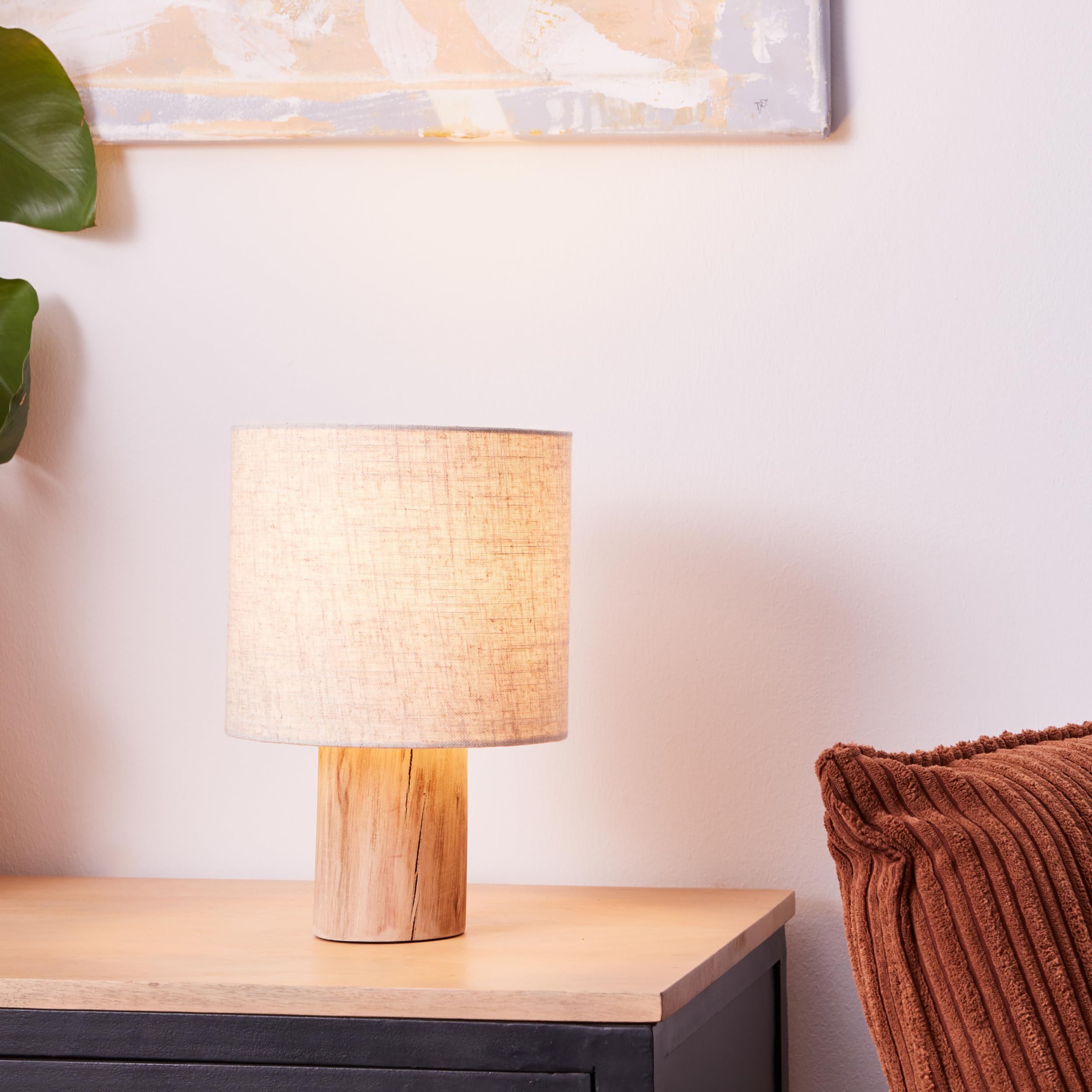 Lampada Da Tavolo Decorativa In Stile Nature - Base In Cemento E Corda, Altezza 12cm, Interruttore Su Cavo - 3