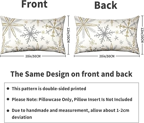 Miniatura 4 de Juego de 2 fundas de almohada de copos de nieve de invierno de 18 x 18 pulgadas, color amarillo, gris, gris, rústico, estampado navideño, para