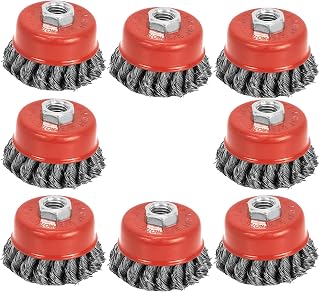 3 Inch Wire Wheel Brush Cup Brush Twisted Knotted Cup Brush for Grinders, 5/8 Inch-11 Threaded Arbor for Heavy Cleaning Rust (8)