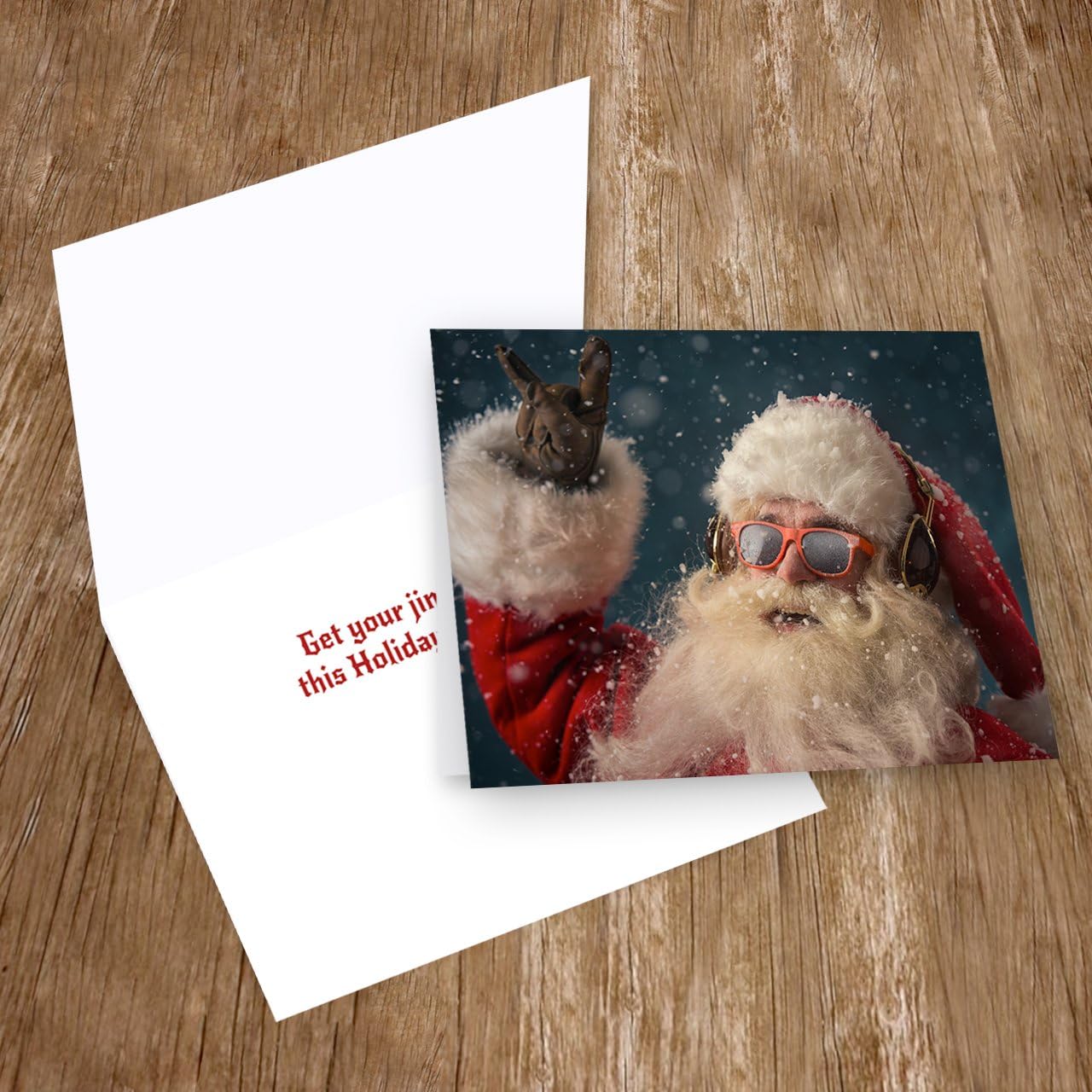 Canopy Street Rock 'n Roll Santa Holiday Card Pack - Set of 25 cards - 1 design, versed inside with envelopes