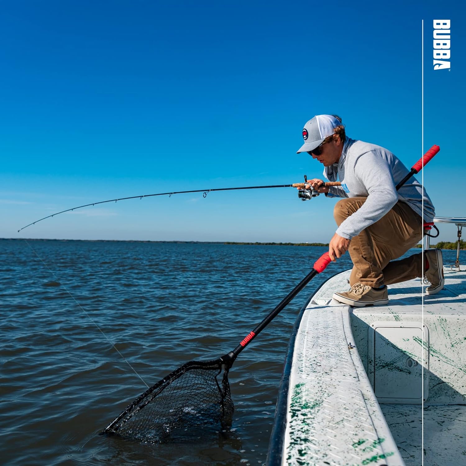 BUBBA Extendable Net with Corrosion Resistant Construction, Non-Slip Grip Handle and Carbon Fiber Shafts for Fishing, Angling, Boating and Outdoors