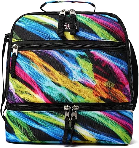 Miniatura 10 de Tilami - Bolsas de almuerzo con correa ajustable y cremallera aisladas, bolsas refrigerantes resistentes al agua, bolsas bento para niños y niñas
