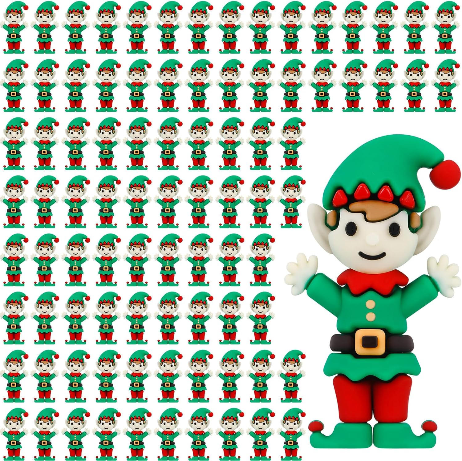 100 Pcs Mini Christmas Elf Figurines Mini Elves Figurines to Hide Tiny Rubber Christmas Ornaments for Gifts Home Kitchen Table Decorations (Primary Color)