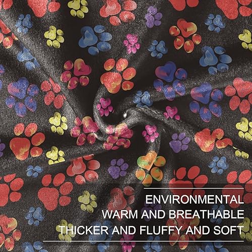 Miniatura 7 de Cute Paws Print Red Yellow Flannel Fleece Blanket Warm Comfy All Season Use Bed Blanket 60x90 Inches for Bedroom Office Camping Bedroom Adults Kids