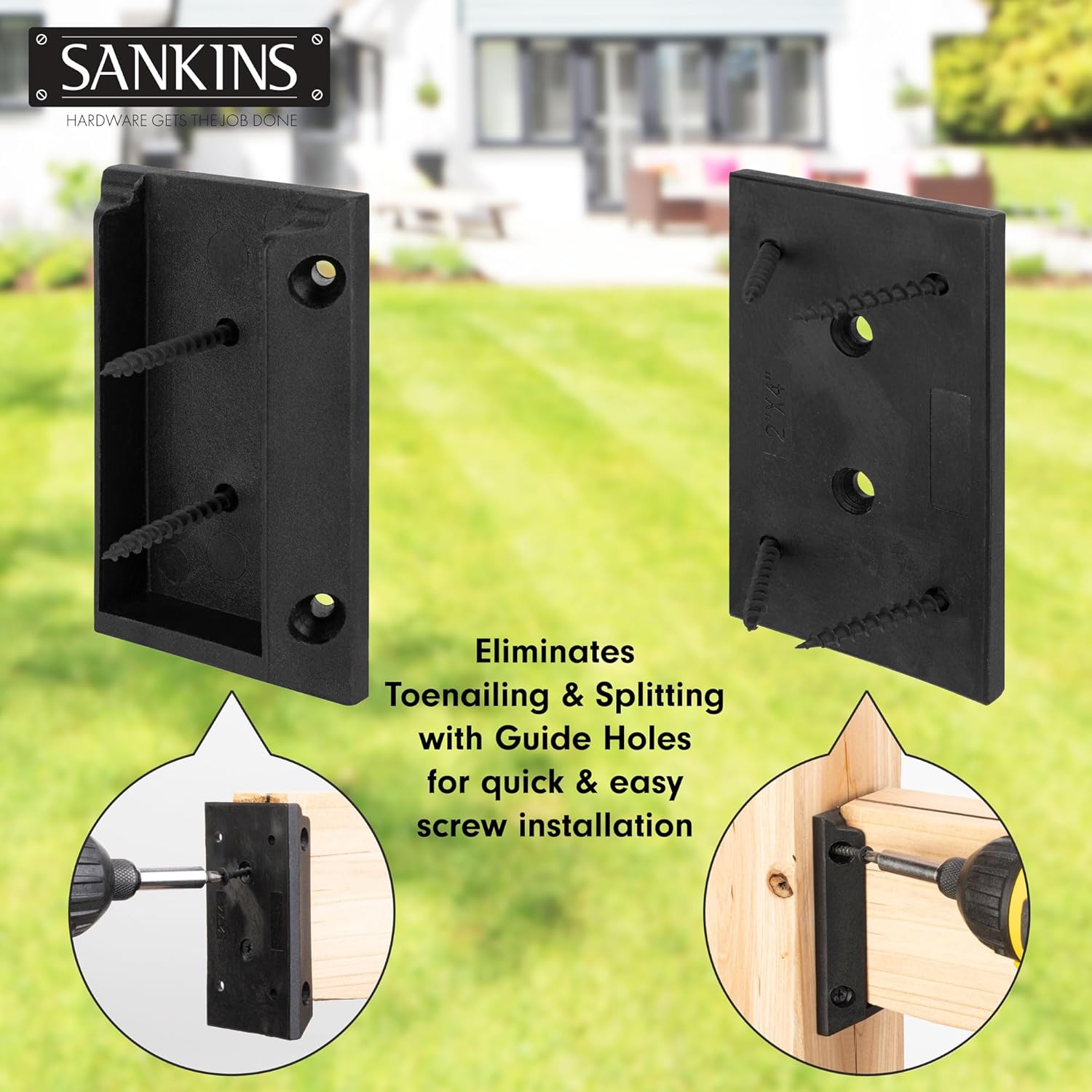 40pcs Deck Railing Bracket Connectors for 2x4, Deck Railing Kit Durable PP Plastic, Brackets for Connection of Wooden Deck Railing Posts, Handrail Deck Railing Brackets, Black