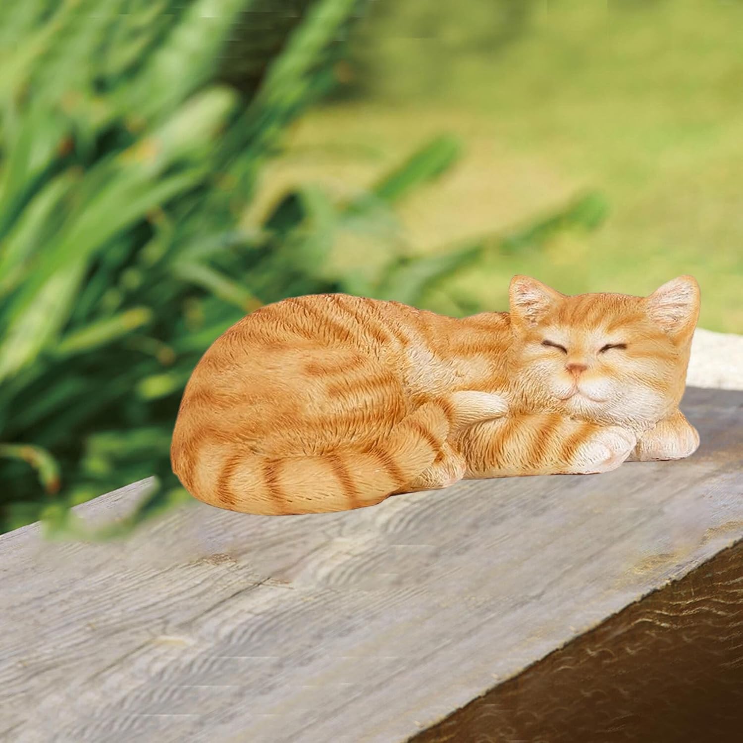Garden Decor Cat Statue Outdoor Statue ，Orange Tabby Cat Resin Realistic Cat Sculptures Outdoor Decor For Patio,Lawn, Yard Terrace, Porch,Indoor Decor ，Cat LoverPresent,Sleeping Cat Statue