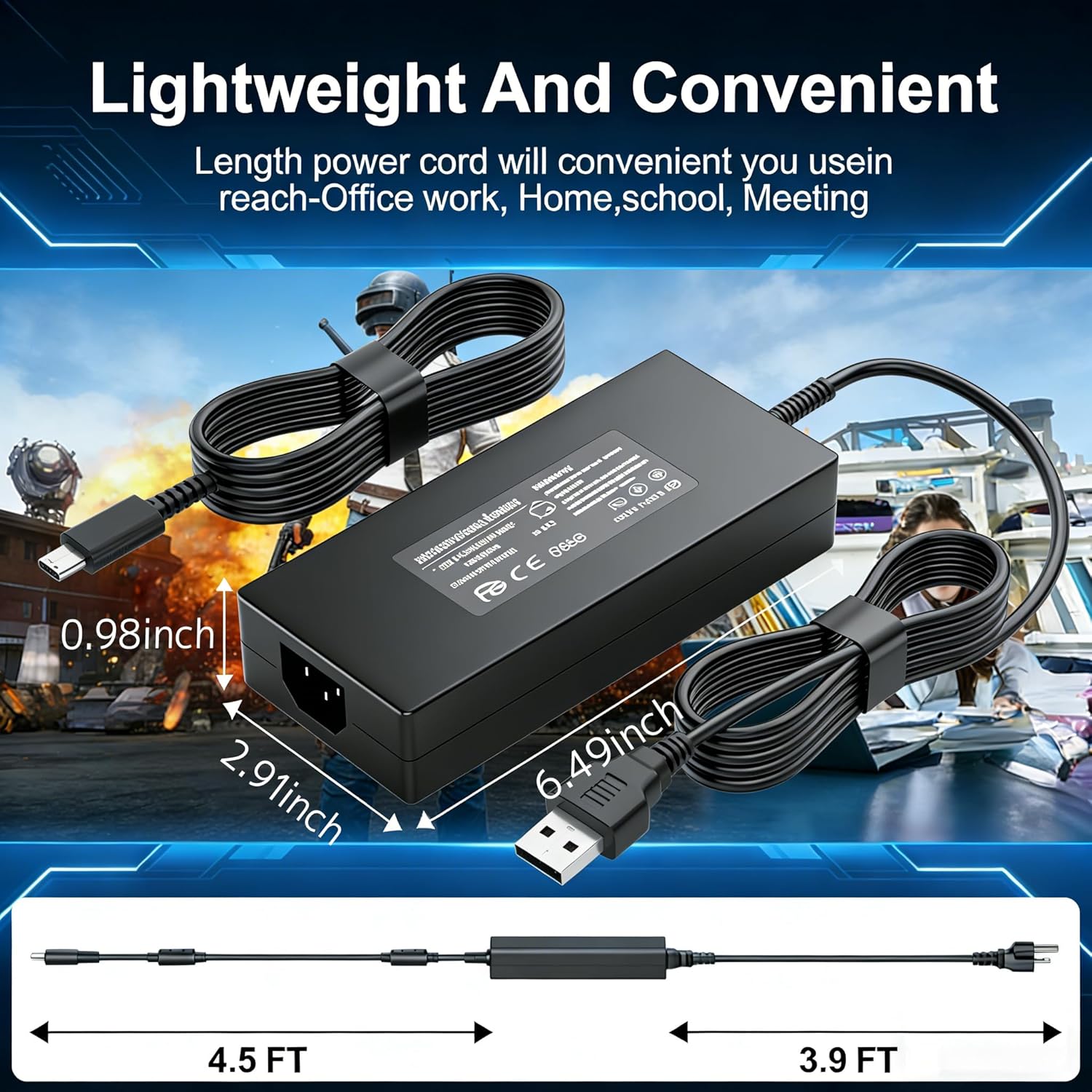 230W 240W USB Tip Charger Compatible with MSI Raider GE76 GE66 GP76 GP66 GS77 Stealth 17 16 A16 12U Leopard 10UE 11UX 11UG Creator Pro Z16 Z17 Z16P X17 B13V Vector Laptop Power Supply AC Adapter Cord