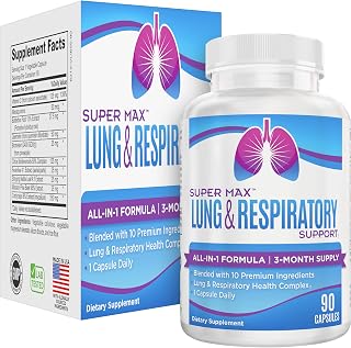 3-Month Lung & Respiratory Support Supplement | 10-in-1 Formula | Respiratory Health Supplements | 90 Capsules