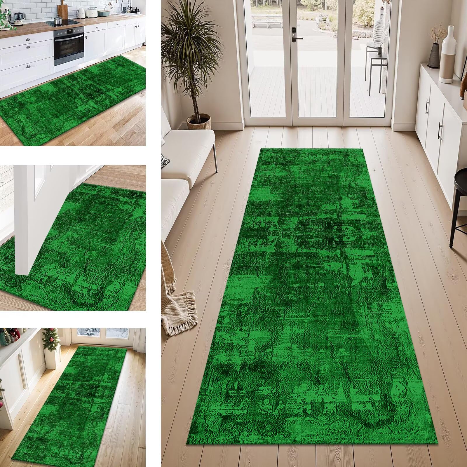 Tappeto passatoia cucina antiscivolo lavabile tappeti casa 40X350CM Tappeto Cucina passatoia Verde Geometrico tappeto runner tappeto salotto per soggiorno camera da letto corridoio Entrata bagno