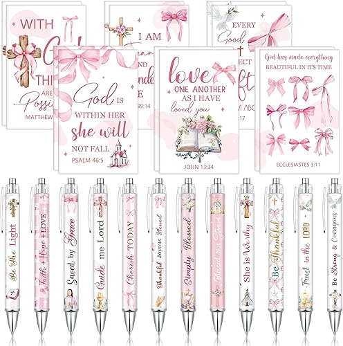 Miniatura 9 de Colarr 24 juegos de regalos cristianos a granel para mujeres, bolígrafos con versículos bíblicos navideños, cuadernos, bolígrafos religiosos