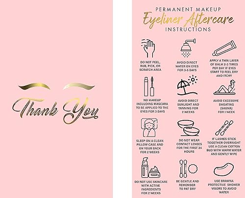 Miniatura 10 de BRAWNA Paquete de 100 instrucciones de post Cuidados De Las Cejas Permanentes - Tarjetas de agradecimiento españolas para el cuidado posterior de