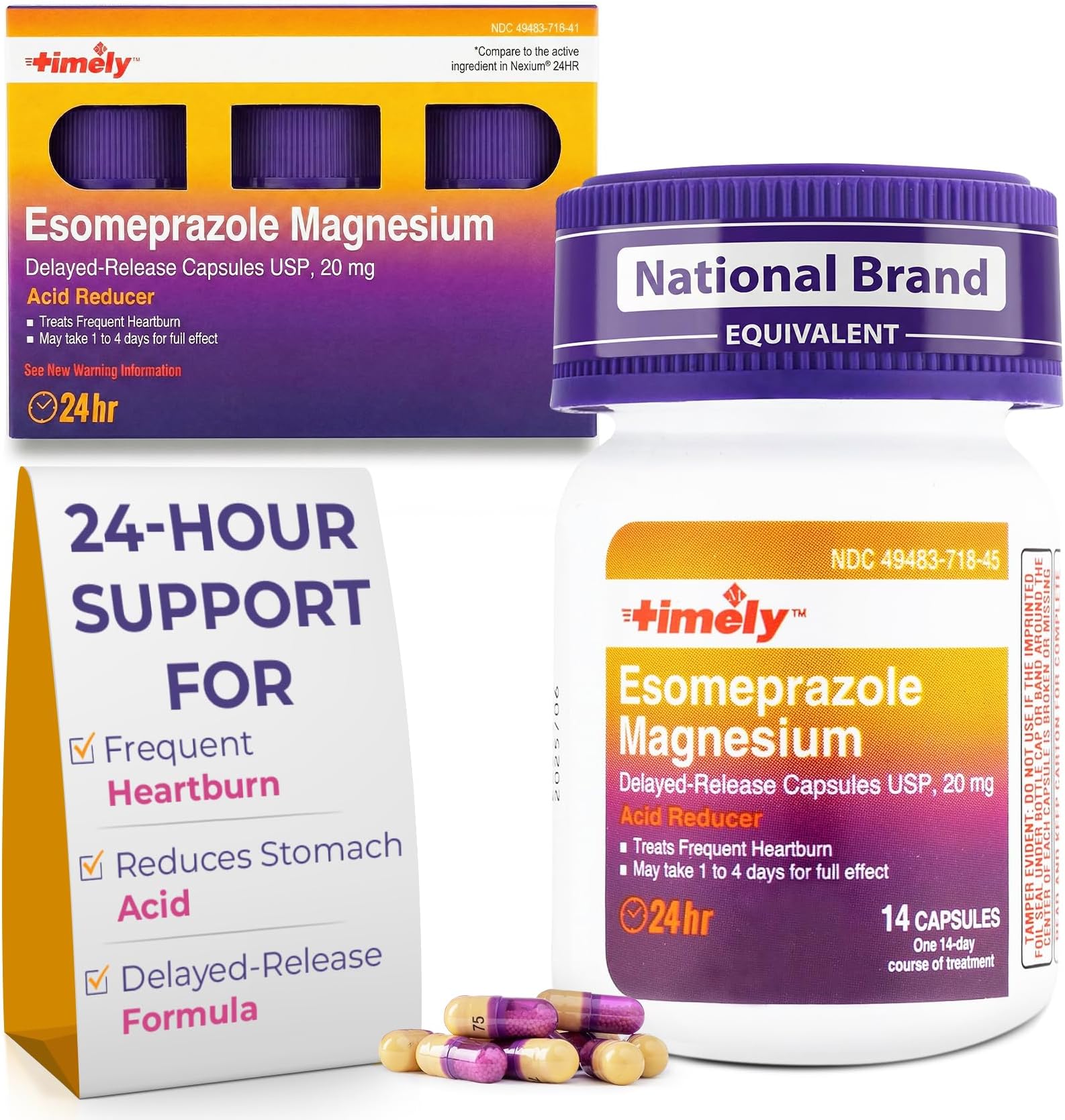 TIME-Cap Labs Esomeprazole Magnesium 20mg Delayed-Release Capsules 42 Count