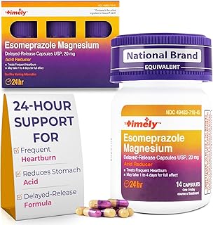 TIME-Cap Labs 42 Capsules Esomeprazole Magnesium 20mg Delayed Release - Acid Reducer & Frequent Heartburn Relief for Adults, Helps with Acid Reflux & Heartburn