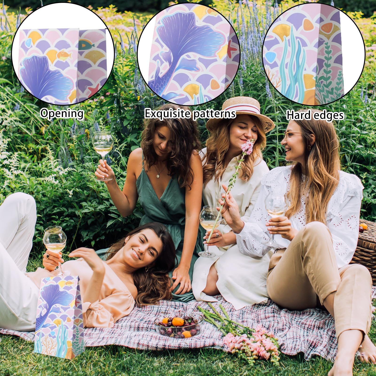 12 Pièces Sirène Sac Cadeau En Papier, Sachet Bonbons Anniversaire, Petit Sac En Papier Kraft Avec Poigné, Sacs Cadeaux Colorés Pour Anniversaires Et Fêtes