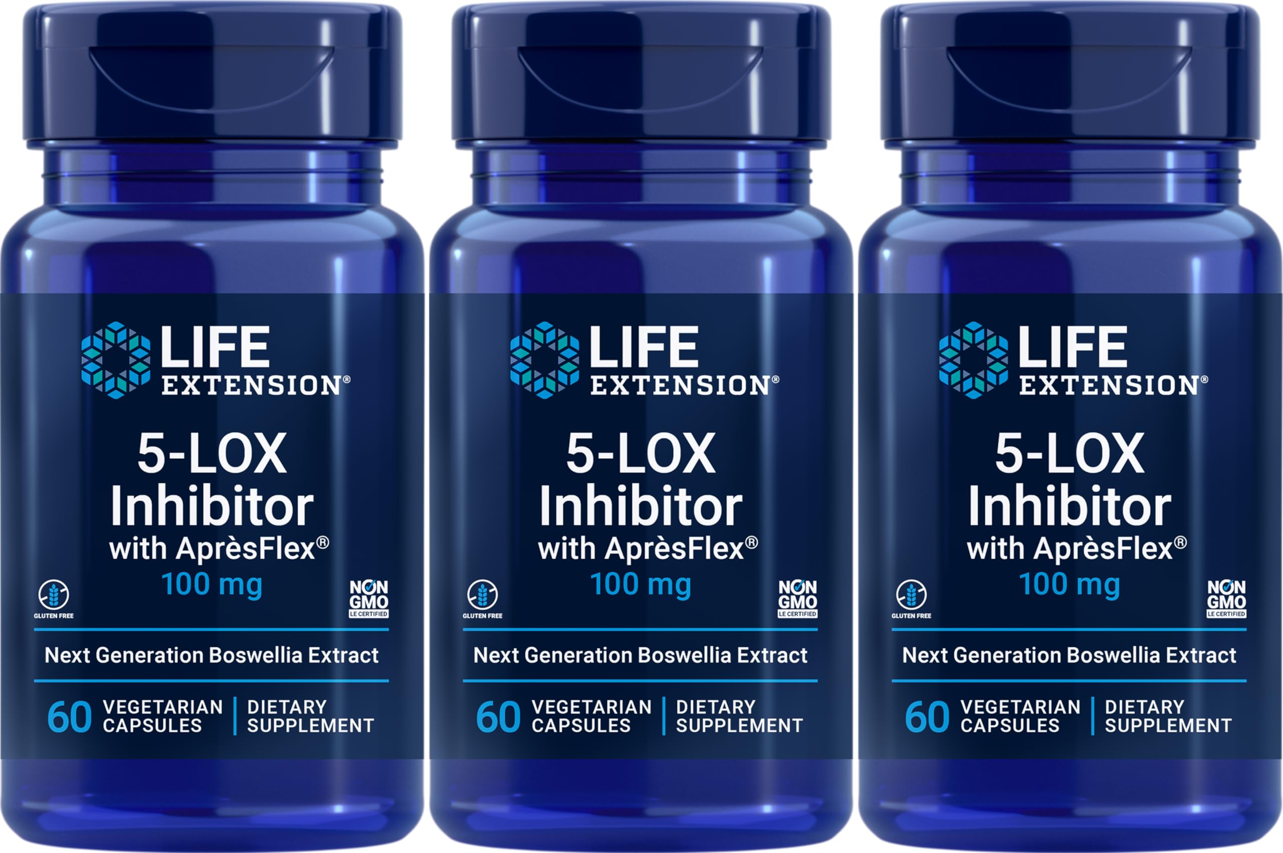 Life Extension 5-LOX Inhibitor with AprèsFlex 100 mg, 60 Vegetarian Capsules (Pack of 3)