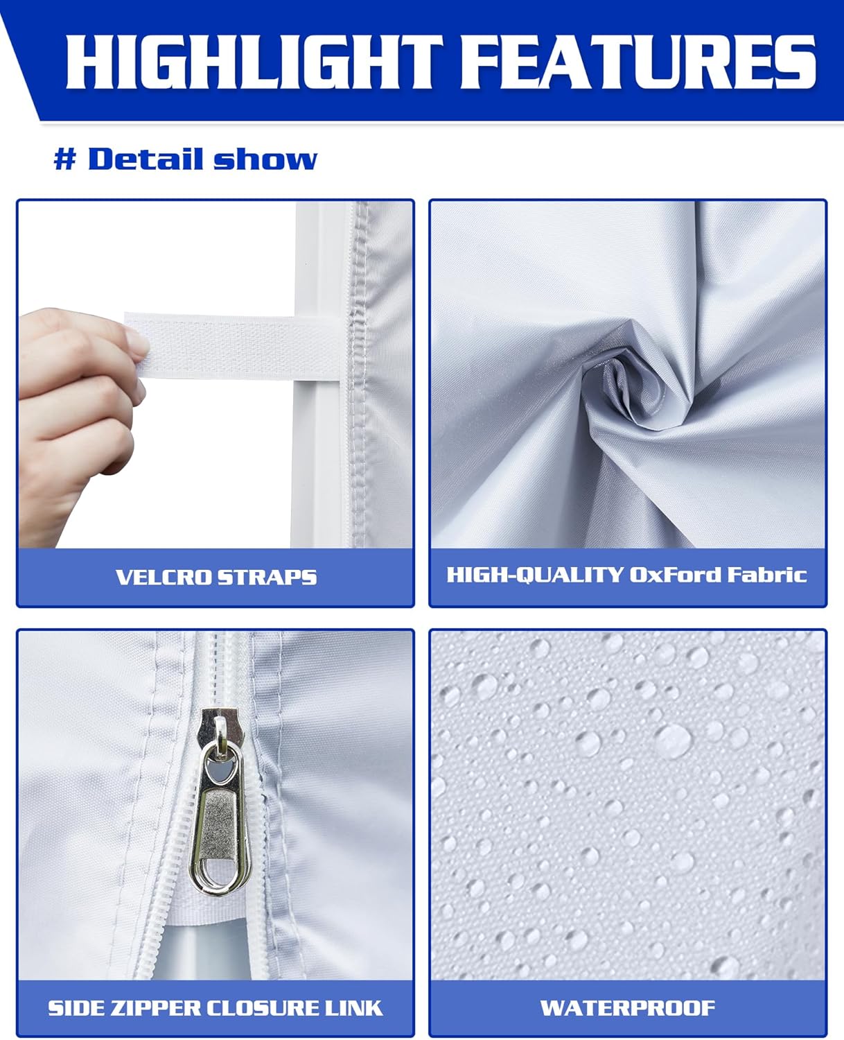 10x20ft Canopy Sidewalls fit 10x20ft Pop Up Tent, Waterproof 99% UV Protection Privacy Enclosure for Outdoor Events and Party, White (4Pcs Sidewalls Only, Frame and Top Not Included)