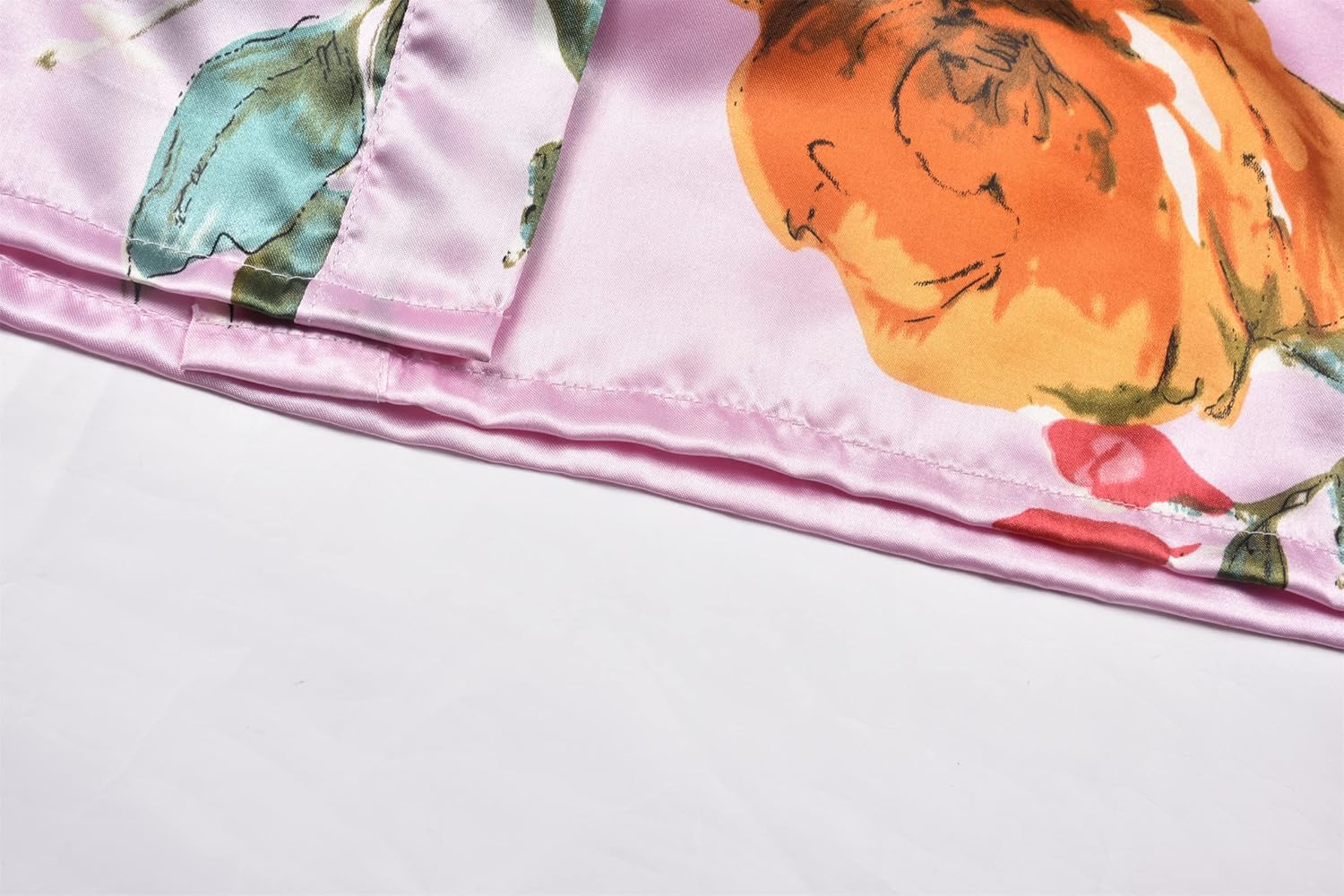 sunshinemall Women's Long Robes Floral Satin Kimono Robe Silky Bathrobe for Bride and Bridesmaid Blossoms Kimonos - Image 5