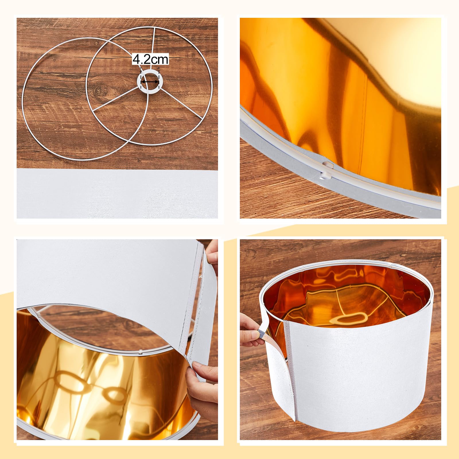 Weewooday Confezione da 2 paralumi bianchi per soffitto da 30,5 cm, stile moderno, dorato, con anello adattatore per paralume da E27 a E14, per lampade a sospensione, lampade da tavolo o da comodino