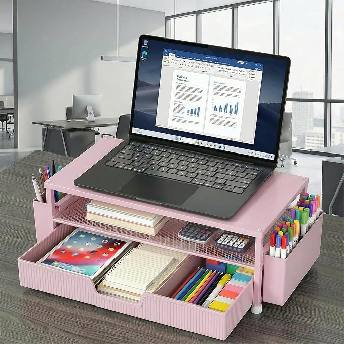 Organizador de escritorio ECOLOVI con soporte para monitor y accesorios miniatura 6