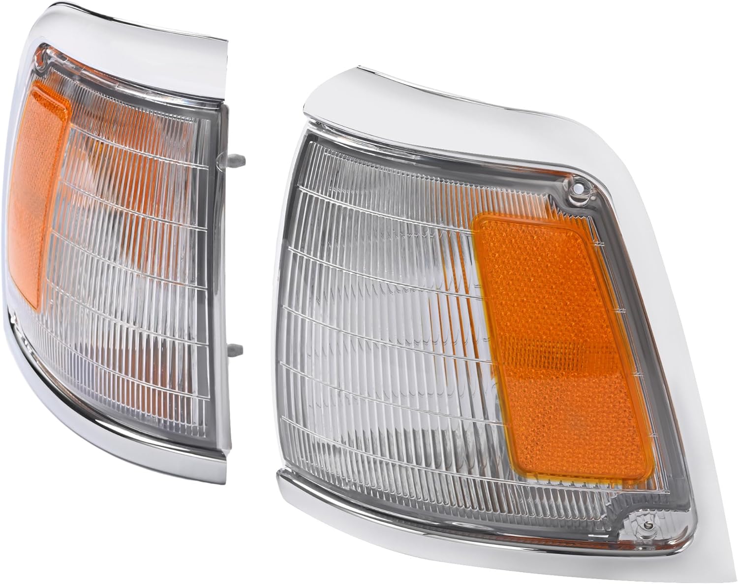 HECASA Pair Corner Lights Compatible with 1992-1995 Toyota Pick-Up Truck Replacement for 8161035100 8162035100 Corner Lamps Assembly Clear Lens Drive & Passenger Side Chrome Trim & Yellow Reflector