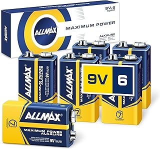 Allmax 9V Maximum Power Alkaline Batteries (6 Count) – Ultra Long-Lasting, Leakproof Design, 7-Year Shelf Life, Maximum Performance (9 Volt)