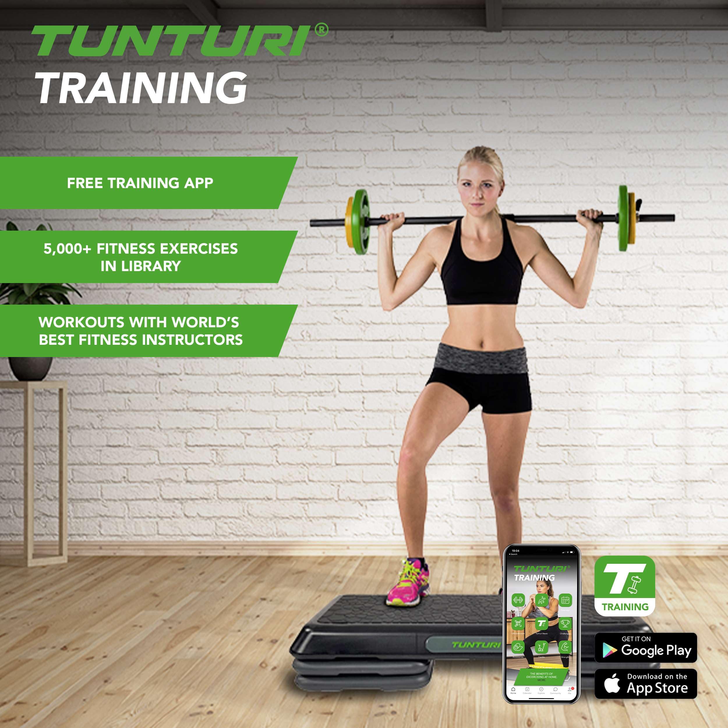 Tunturi 14TUSCL353 Pesi Palestra per Allenamento Aerobico - Dischi Palestra in Plastica - 1 Barra Componibile inclusa - 20 Kg, Unisex – Adulto, Orange, Green, Yellow, 20 kg