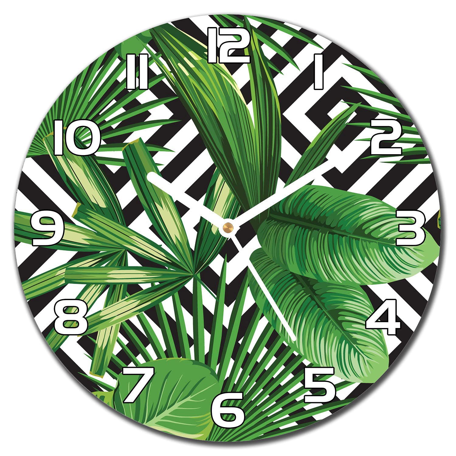 Horloge en verre murale cuisine 30 cm aiguilles blanches