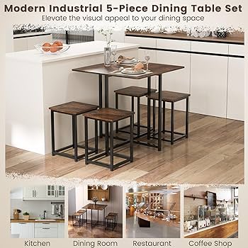 Amazon.com - Tangkula Compact Dining Table Set for 4, Small