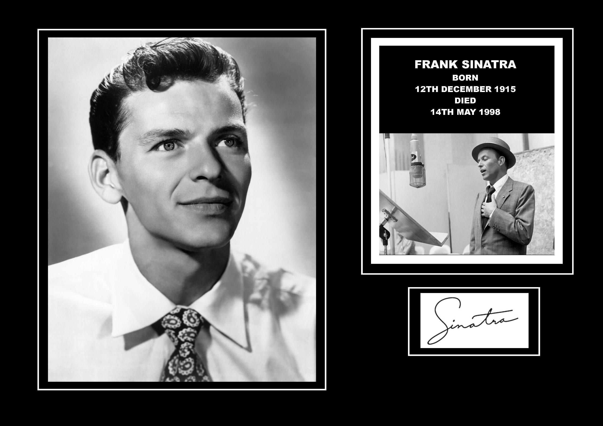 Poster Presents Monochromatic Frank Sinatra Pre Printed Autograph