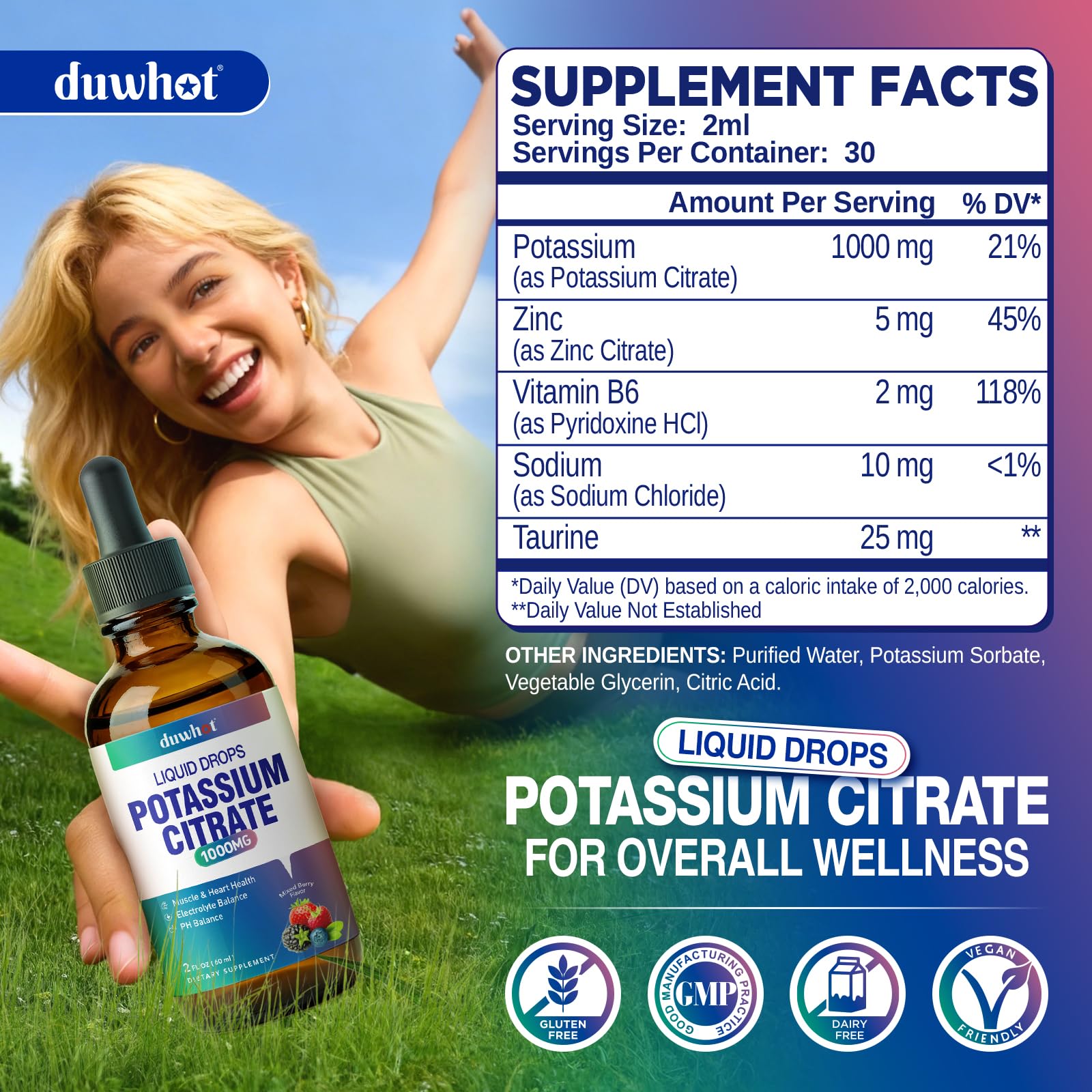 Liquid Potassium Citrate Supplement, 1000mg, Women & Men, 2 Fl Oz — Amazon image 2