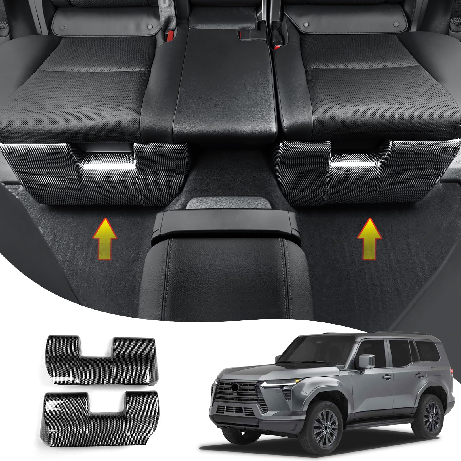 2 Pcs Second Row Under Seat Protective Panel Decoration for 2024 2025 Lexus GX550 550h Carbon Fiber Pattern Interior Modification Accessories