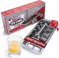 CaptainCranberry Stainless Steel Ice Cube Tray with Lever - 18 Large Cubes, Plastic-Free Vintage Retro, Dishwasher Safe Freezer Tray