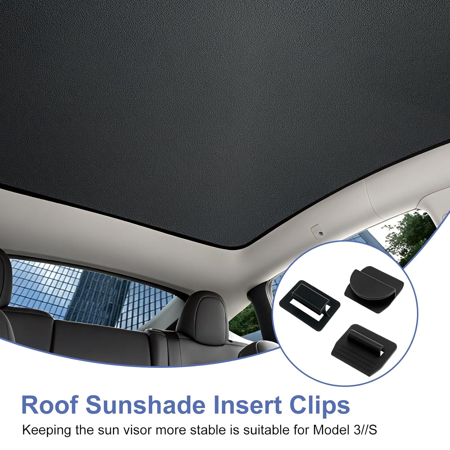 32 Pcs Roof Sunshade Clips, Replacement Sun Shade Roof Clips Compatible with Model Y/3/S/X, Car Interior Sunroof Shade Holder Fastener Clips for Installation and Stability Glass Roof Sunshade